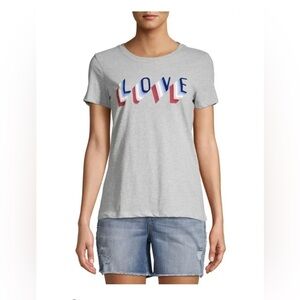 EV1 Love Graphic Tee Gray Shadow Print Crewneck T-Shirt Women’s Large